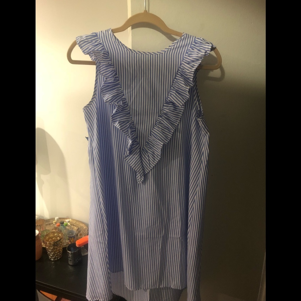 Blue and white stripped dress